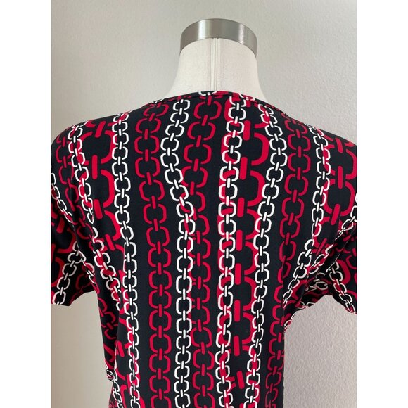 Jones New York Womens Plus 1X Chain Print Faux Wrap Dress Short Sleeve Stretch - Picture 8 of 8